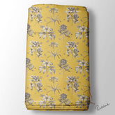 Mustard Yellow Digital Printed Floral Fabric